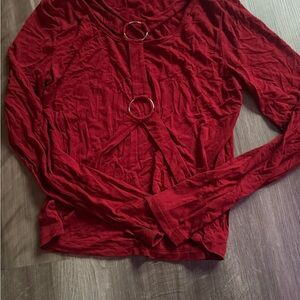 Elegant Red Long Sleeve Women's Top